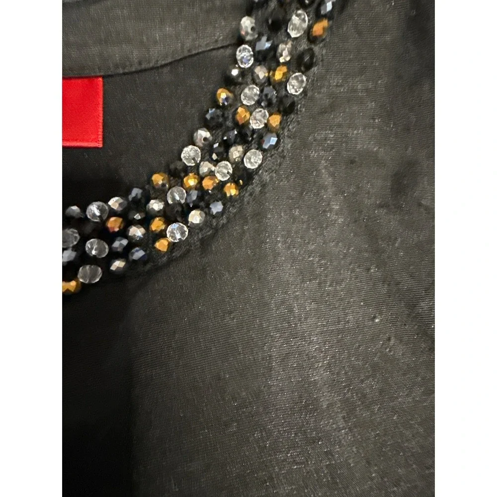 Y2K Jennifer‎ Lopez Black Beaded Cold Shoulder Top,Stunning,whimsy, sexy,keyhole